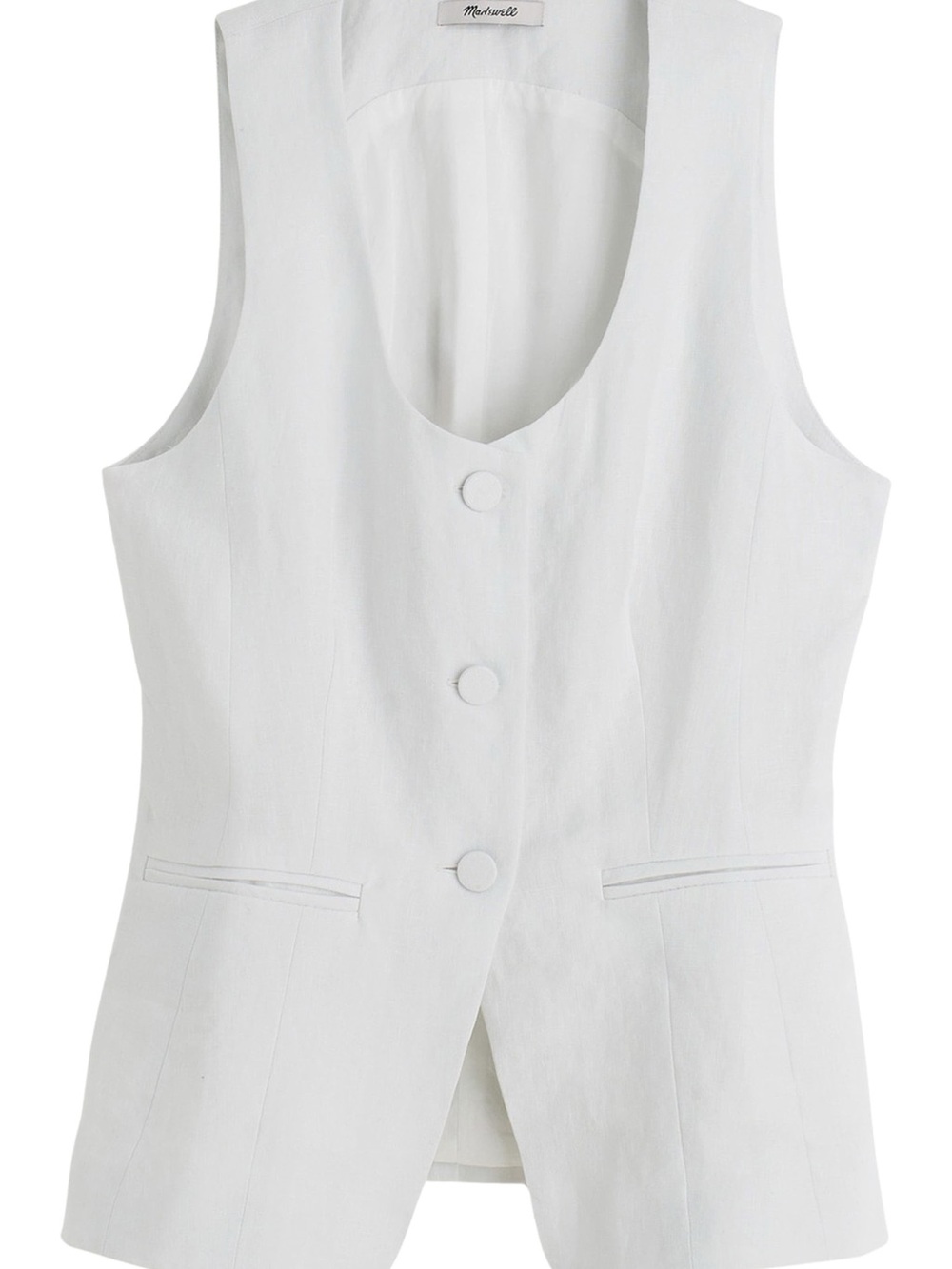 Madewell 100% Linen Scoopneck Cutaway Vest in Salt Color EUC Size 10 Wh - Picture 4 of 16